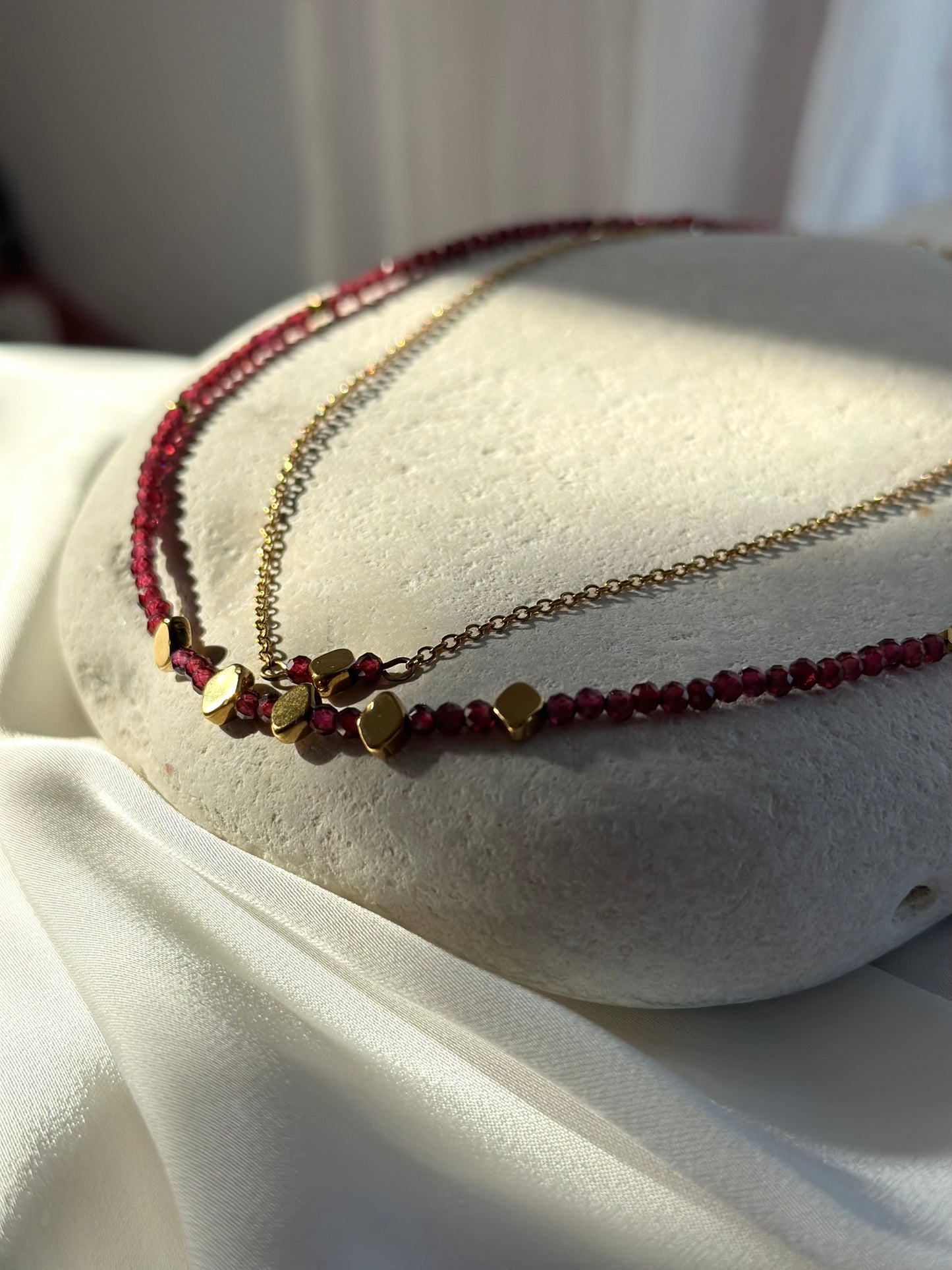 Garnet layering Necklace