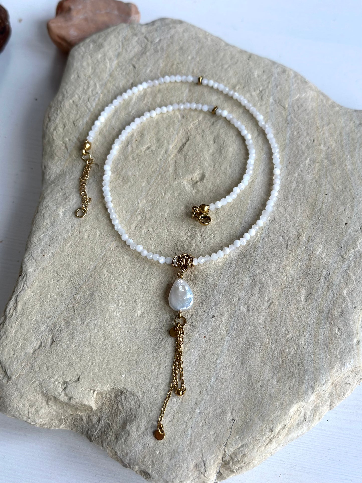 Moonstone Pearl necklace
