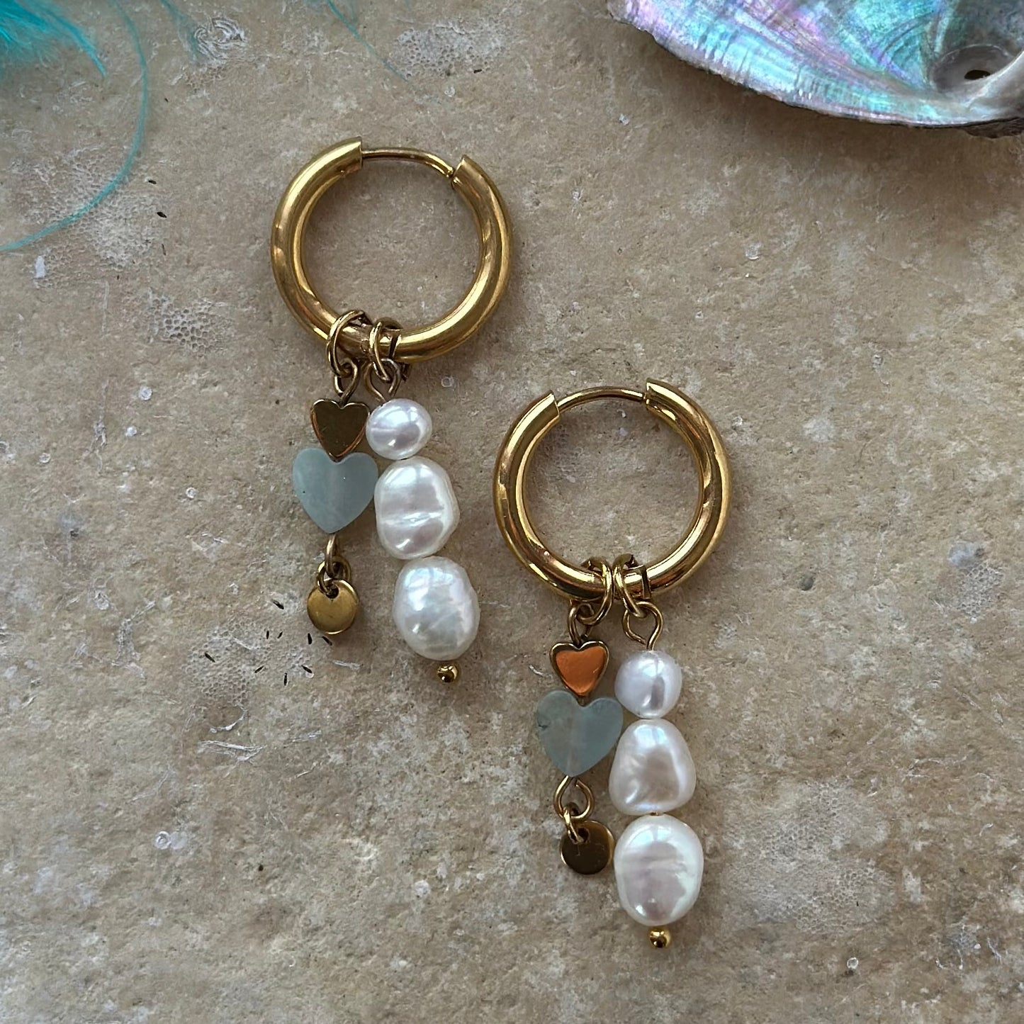 Amazonit-Herzohrringe