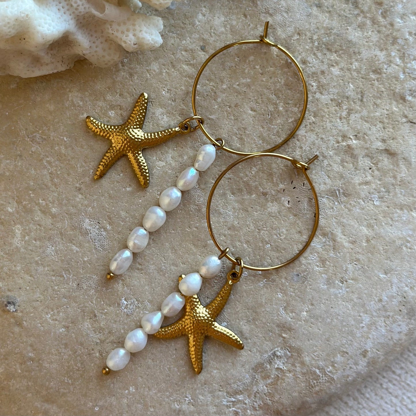 Perlenohrringe mit Seestern