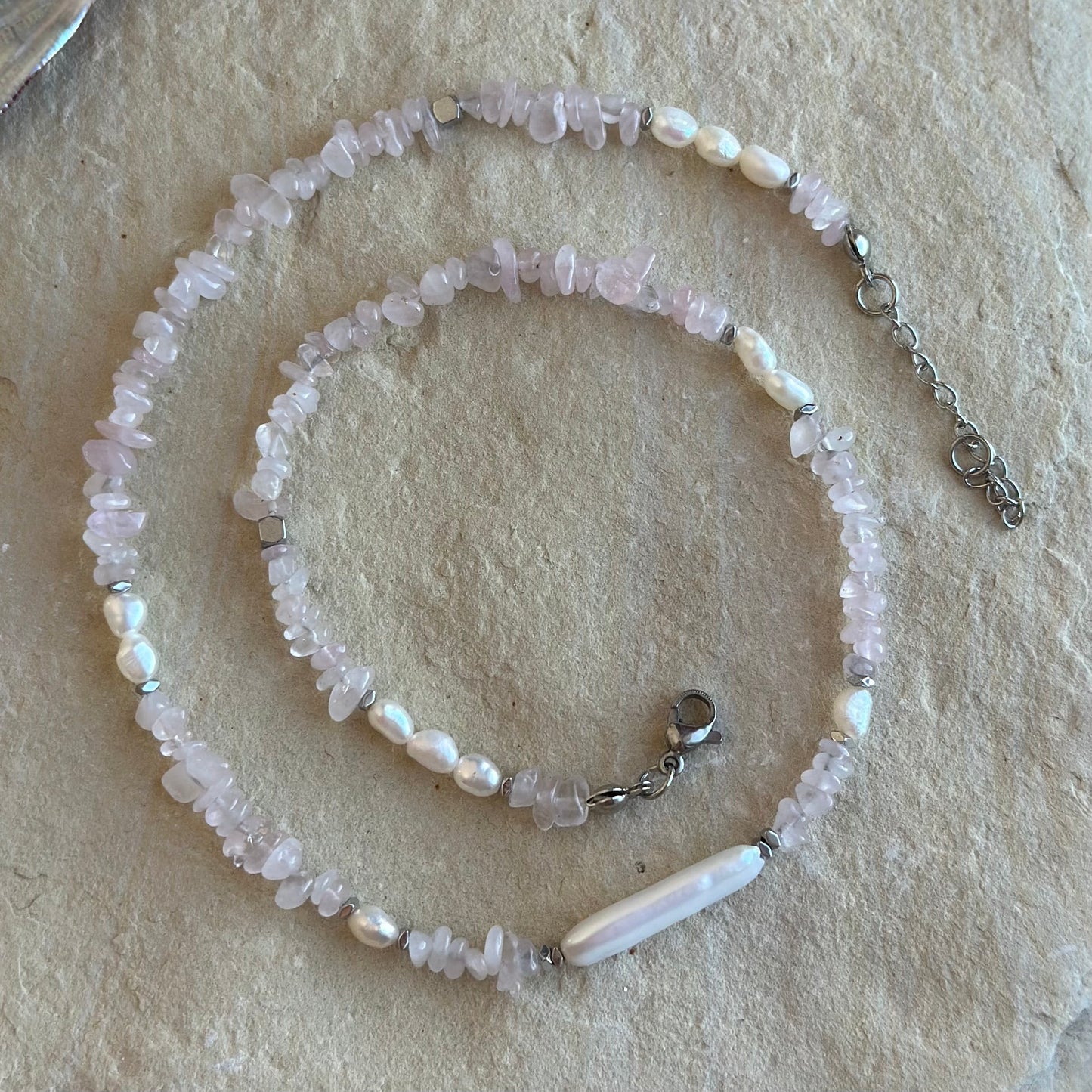Rosenquarz-Perlenkette