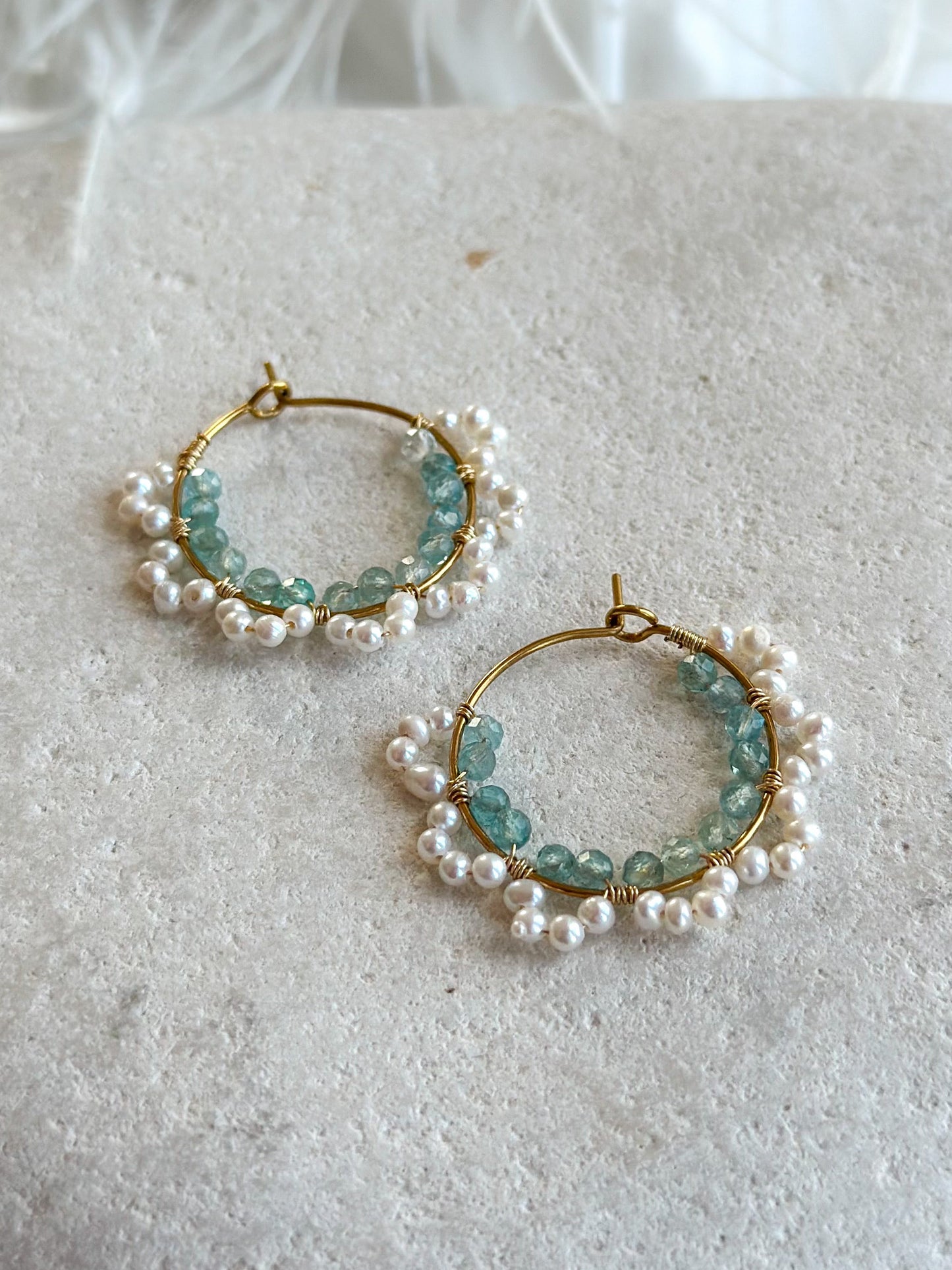 ELENI EARRINGS                      Pearl Apatite