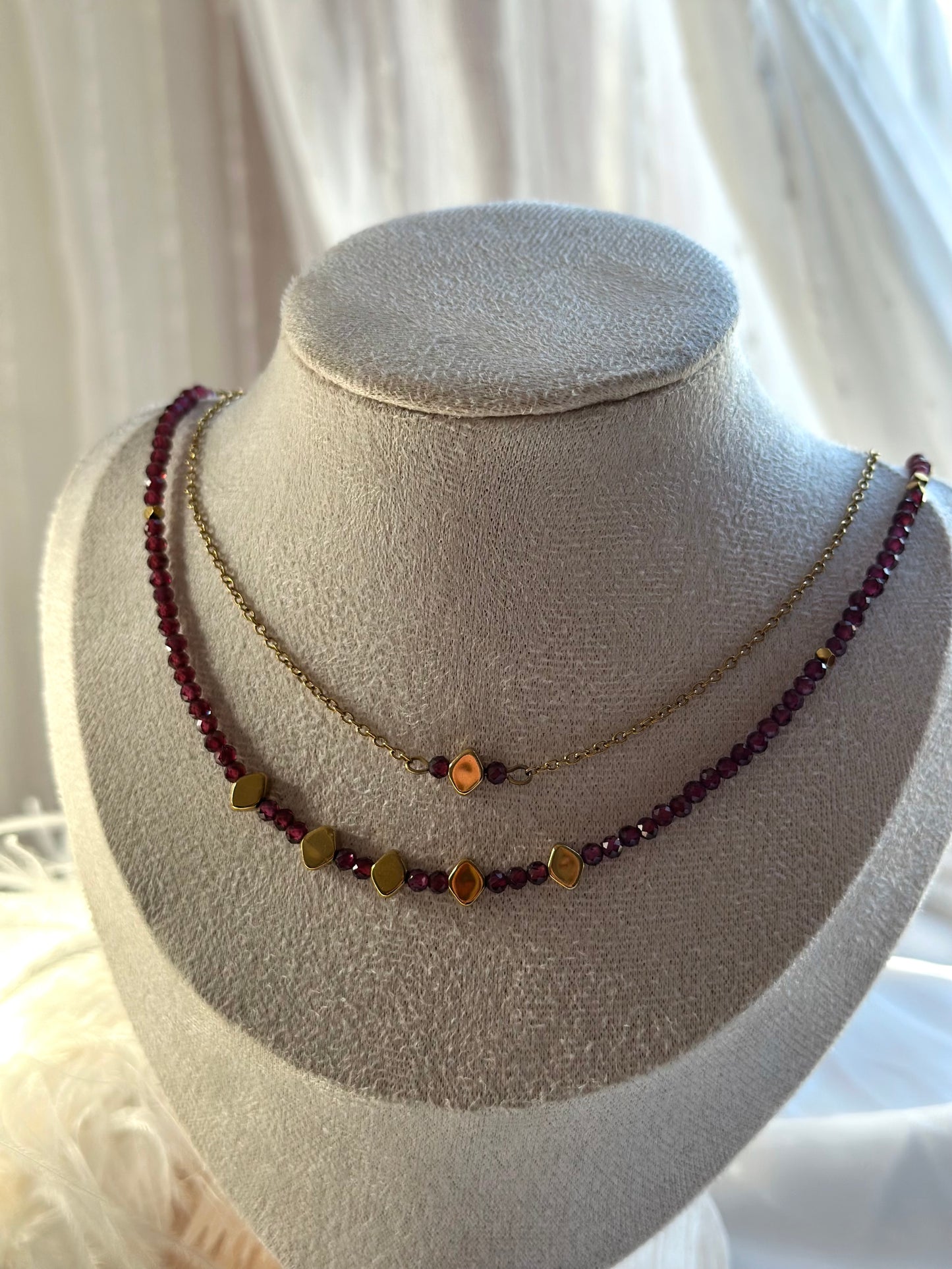 Garnet layering Necklace