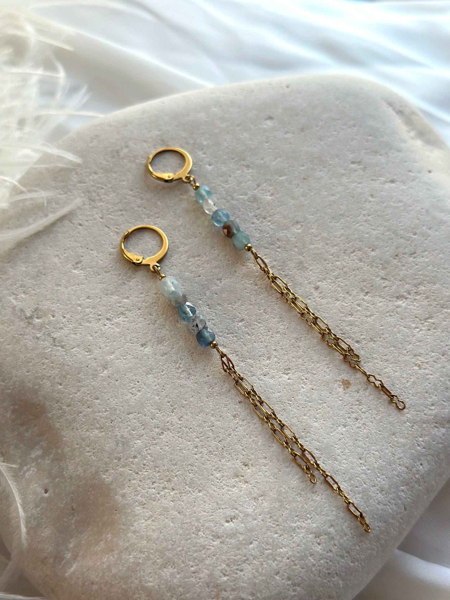 Aquamarine Huggie Hoops