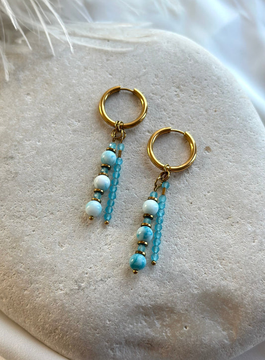 Larimar Cat Eye Earrings