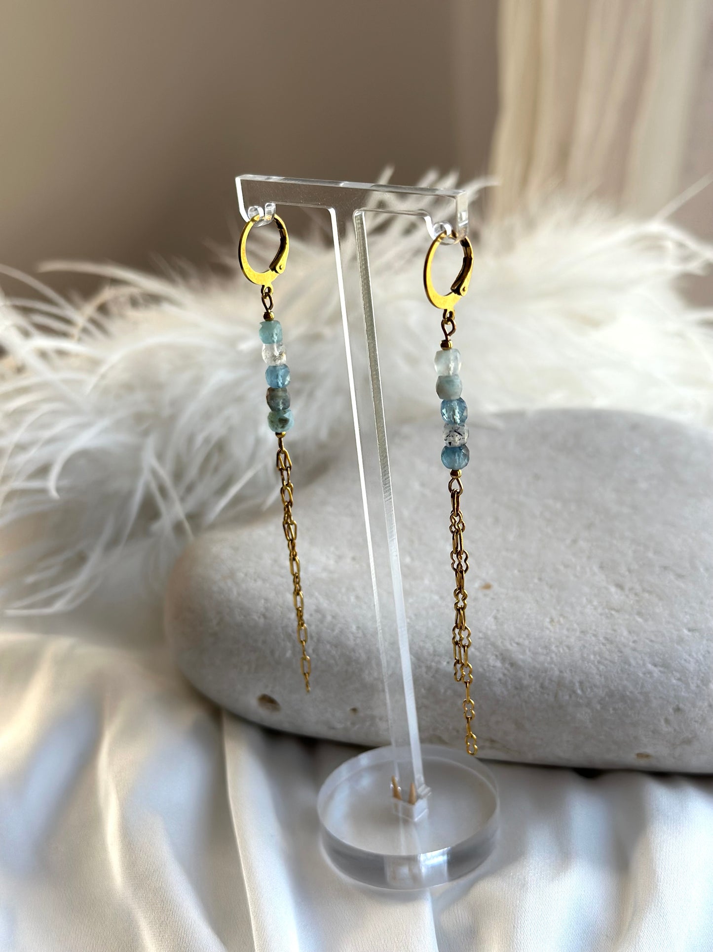 Aquamarine Huggie Hoops