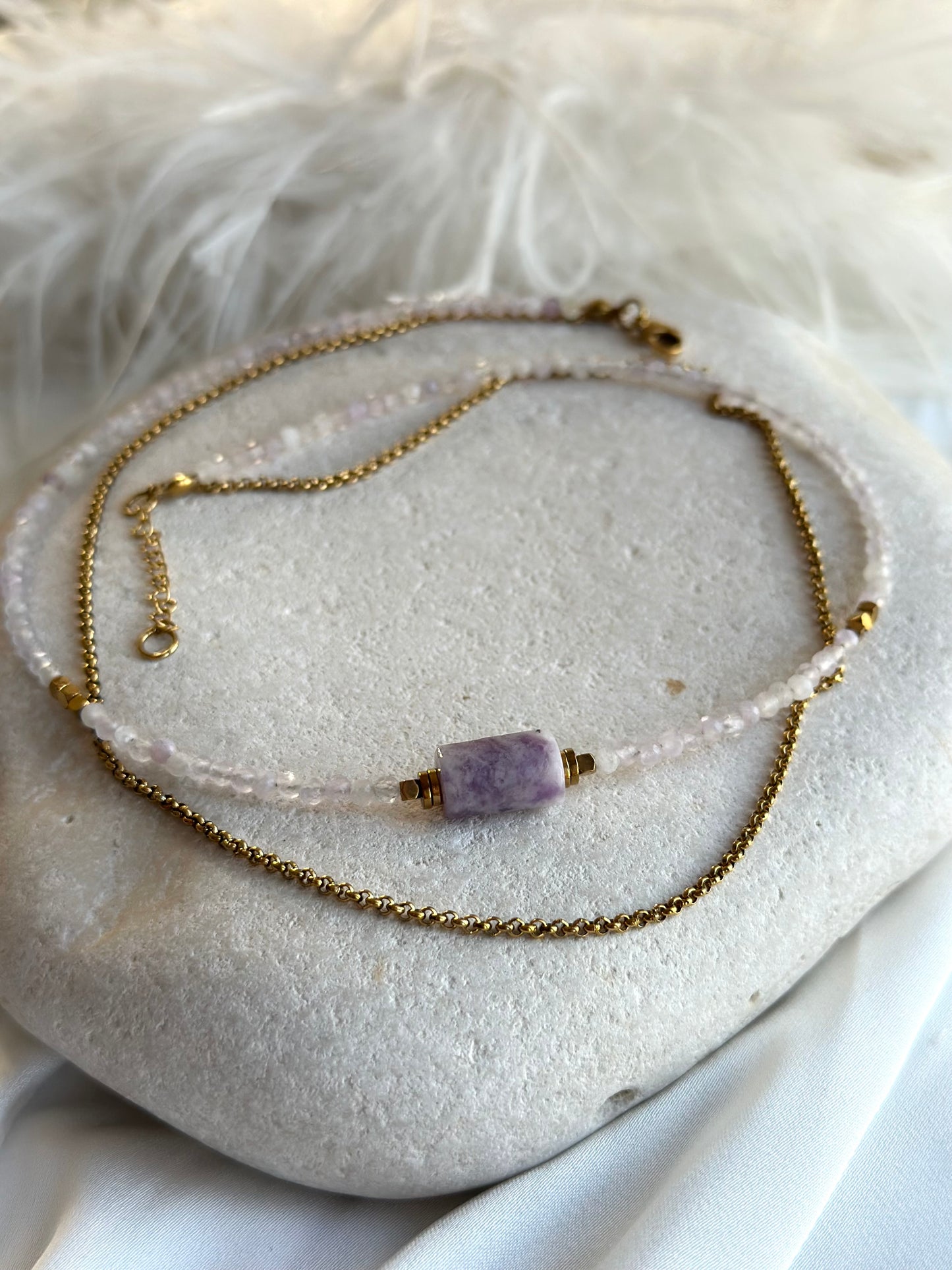 Lepidolite layering necklace