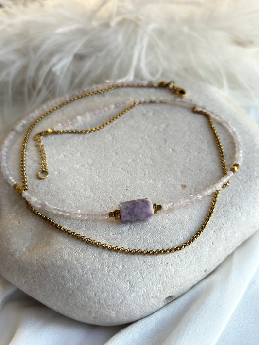 Lepidolite layering necklace
