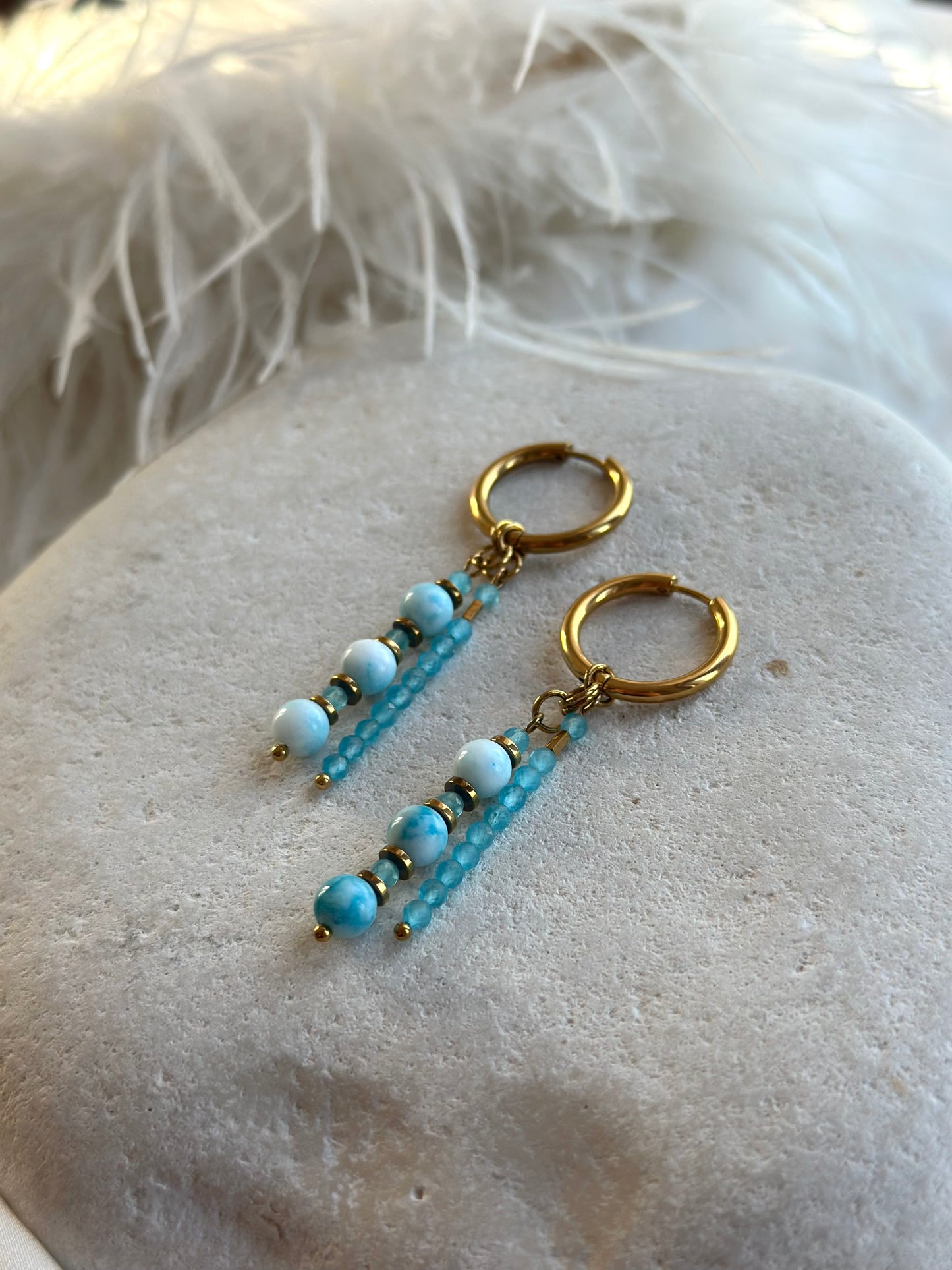 Larimar Katzenaugen-Ohrringe