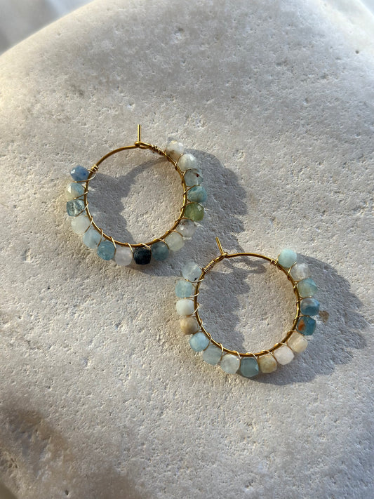 Aquamarine Hoops