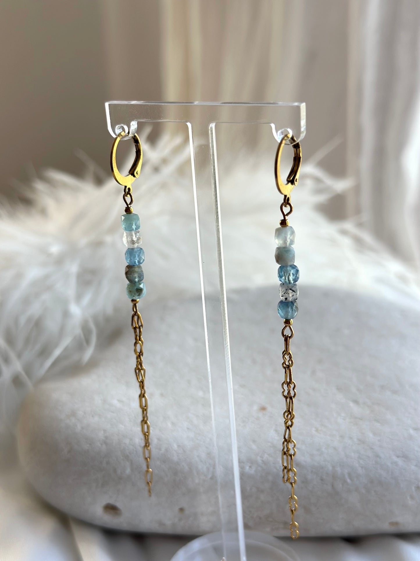 Aquamarine Huggie Hoops
