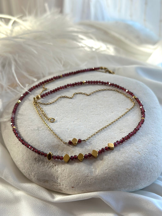 Garnet layering Necklace
