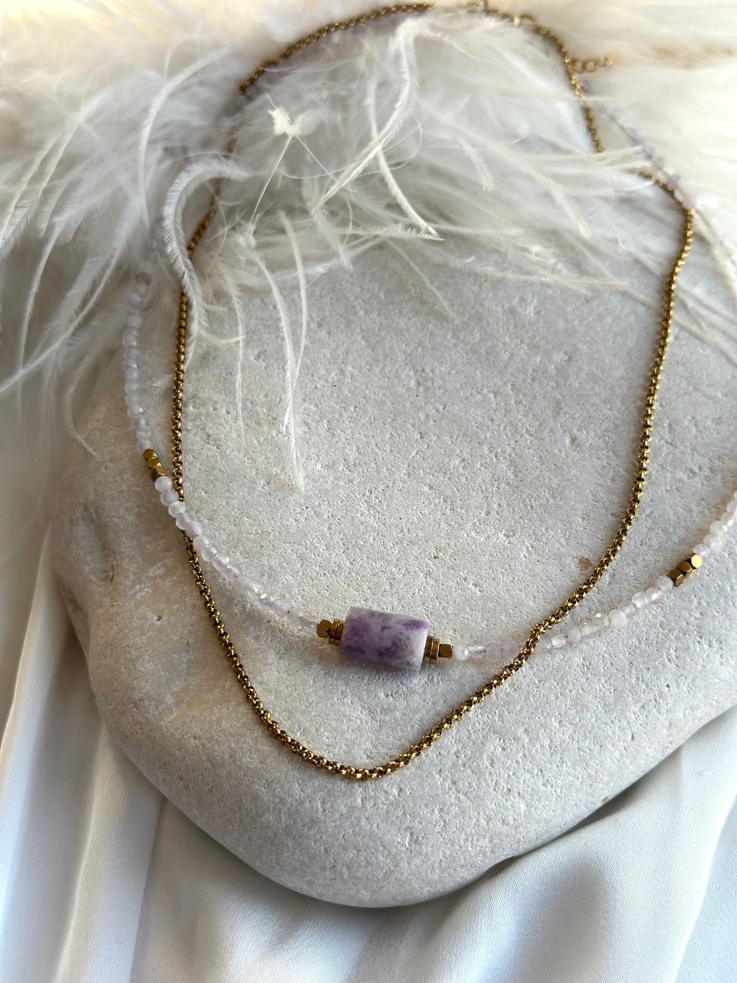 Lepidolite layering necklace