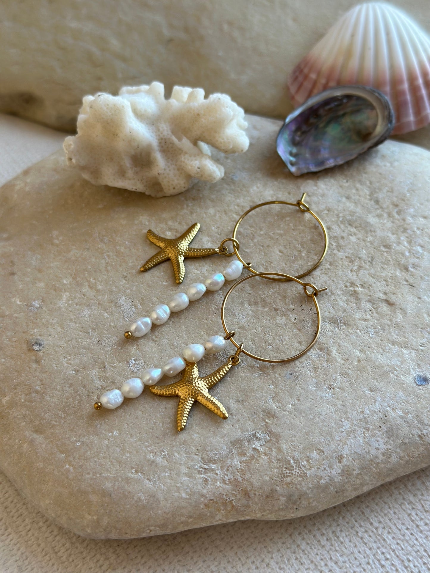 Perlenohrringe mit Seestern
