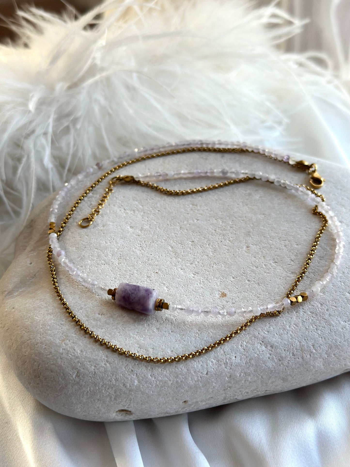 Lepidolite layering necklace