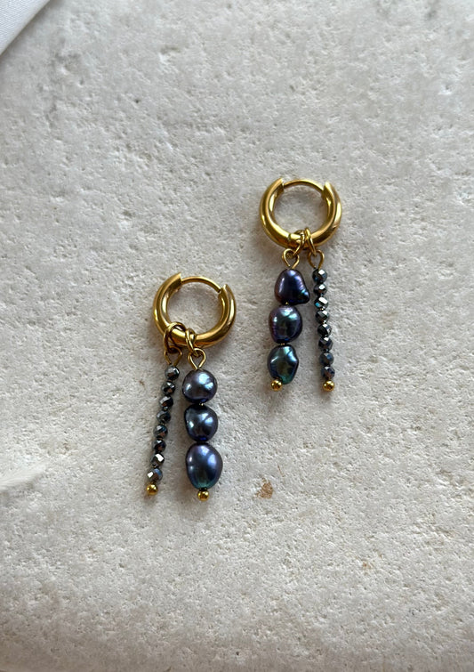Black Pearl and Teraherz Earrings