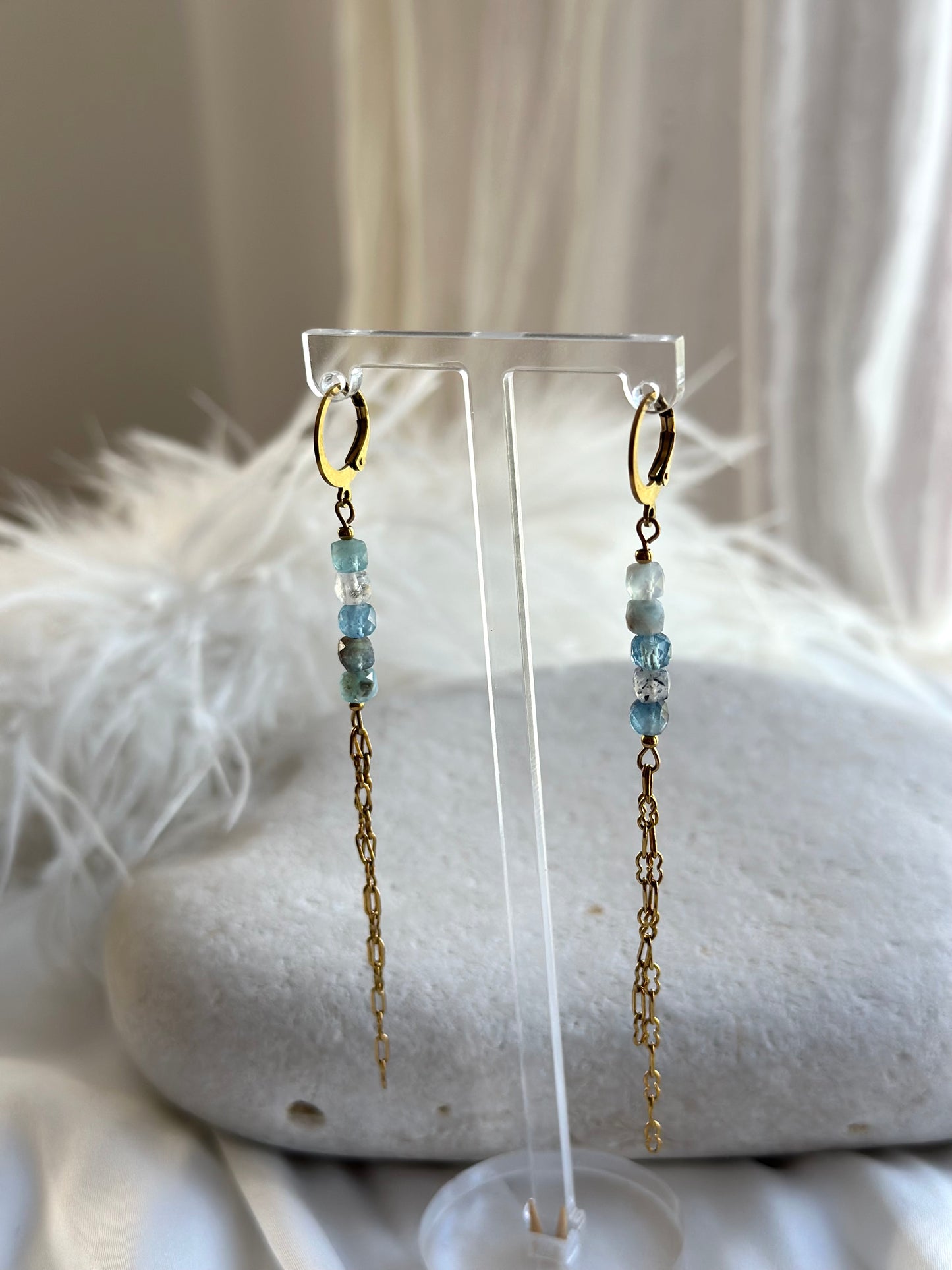 Aquamarine Huggie Hoops