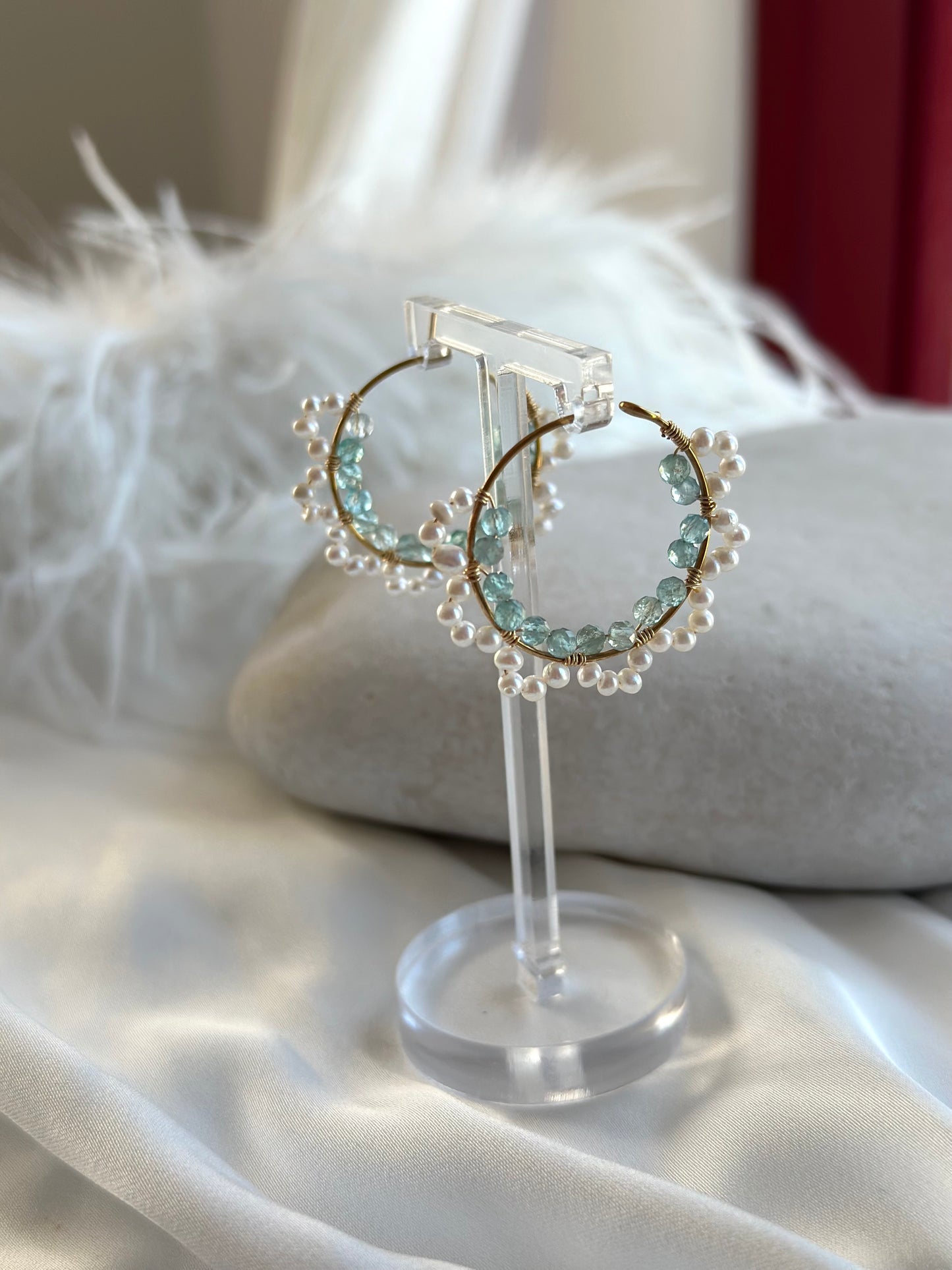 Σκουλαρίκια με μαργαριτάρια και λουλούδια