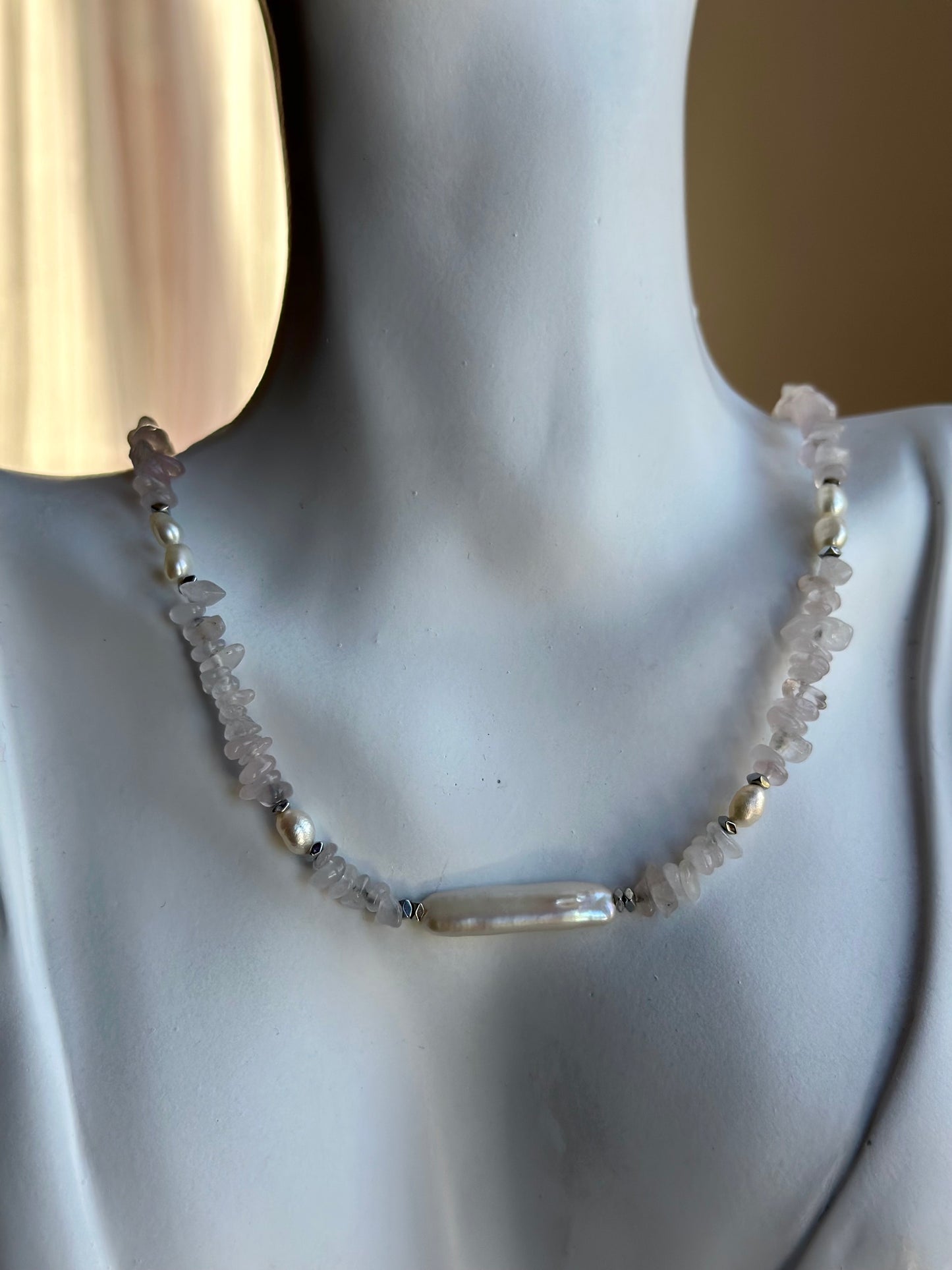 Κολιέ με μαργαριτάρια RoseQuarz