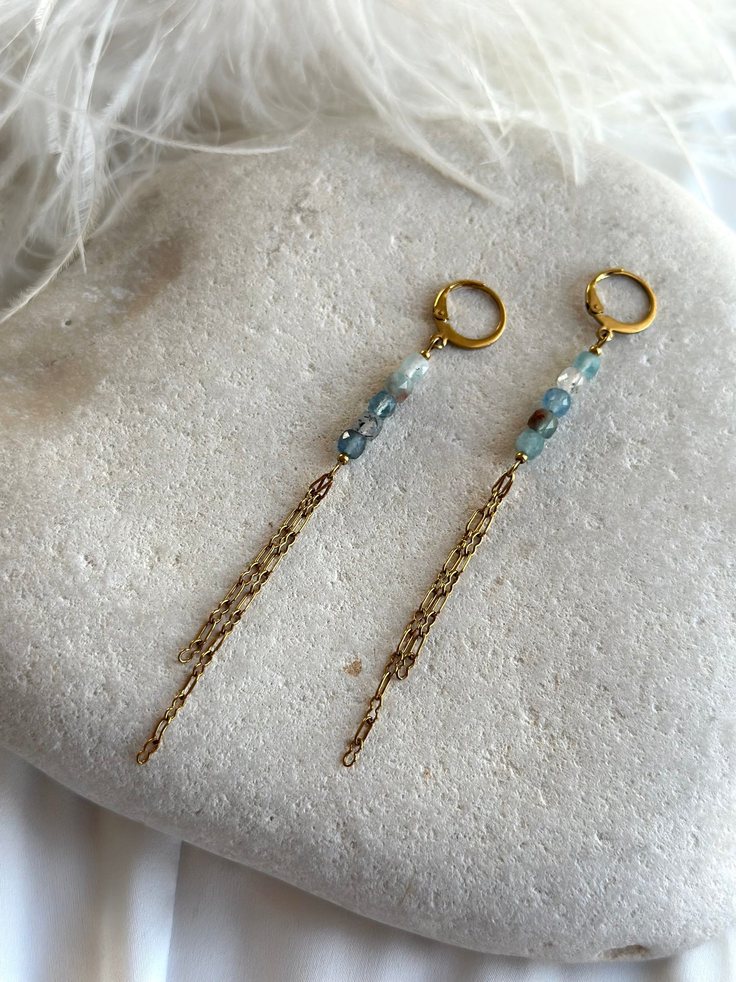 Aquamarine Huggie Hoops