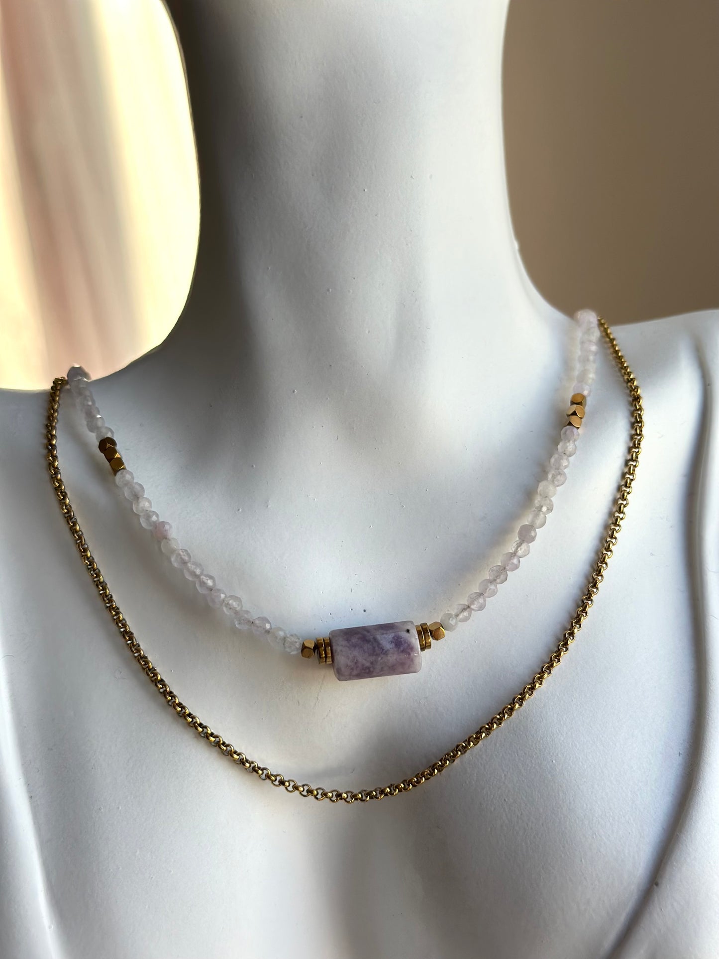 Lepidolite layering necklace