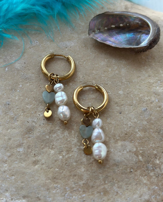 Amazonite Heart Earrings