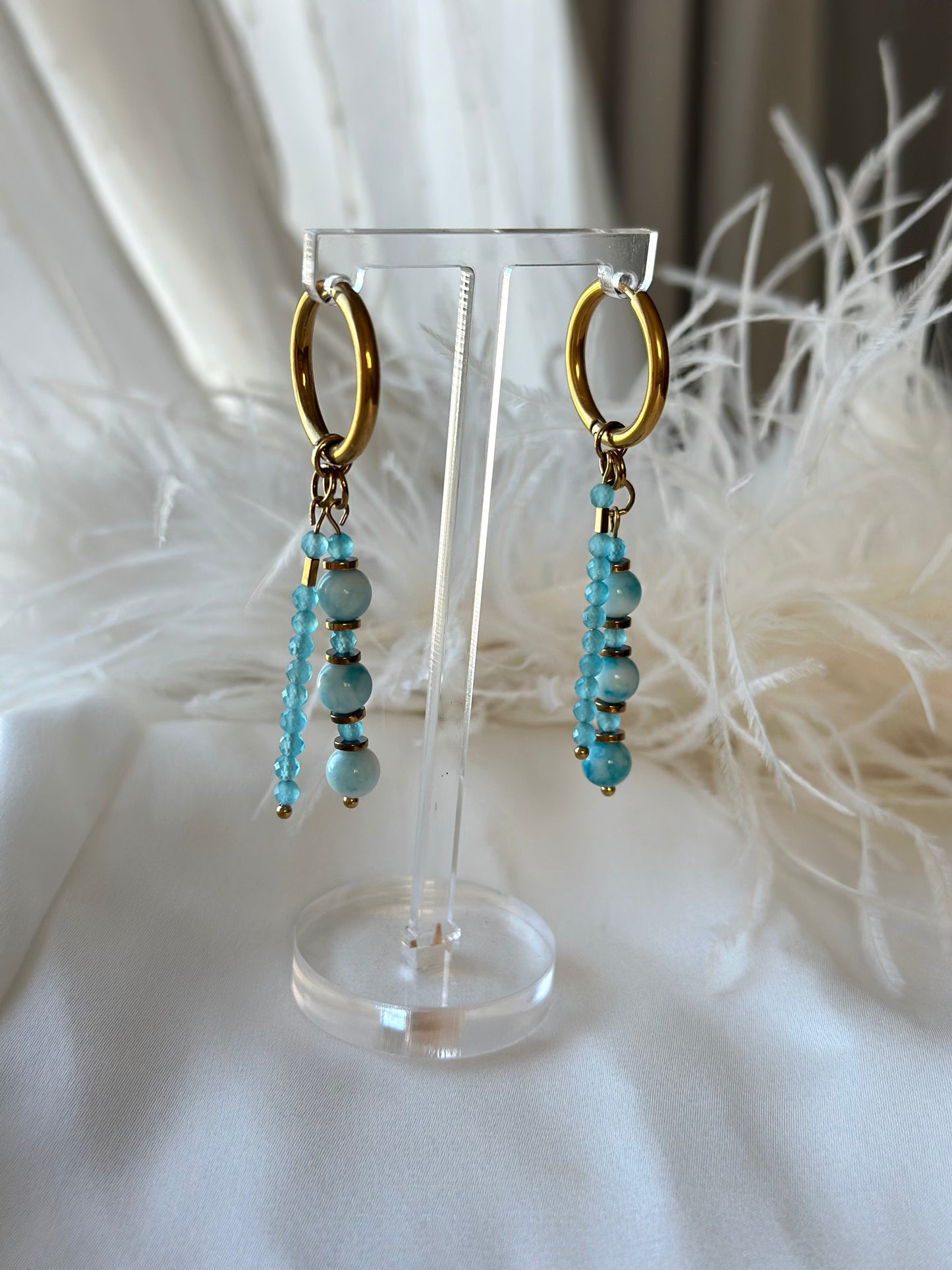 Larimar Katzenaugen-Ohrringe