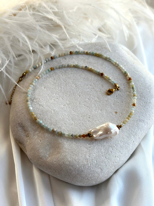 Amazonite Pearl Necklace