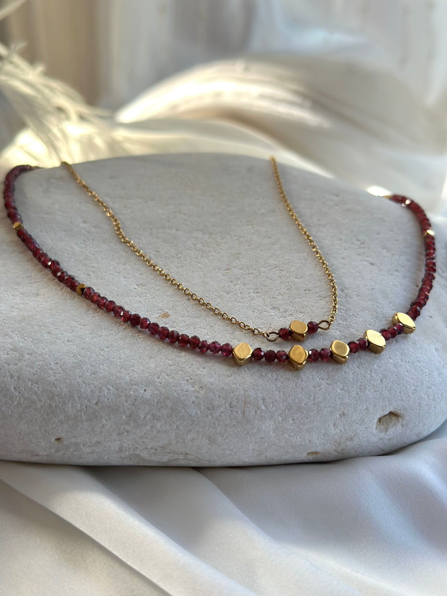 Garnet layering Necklace