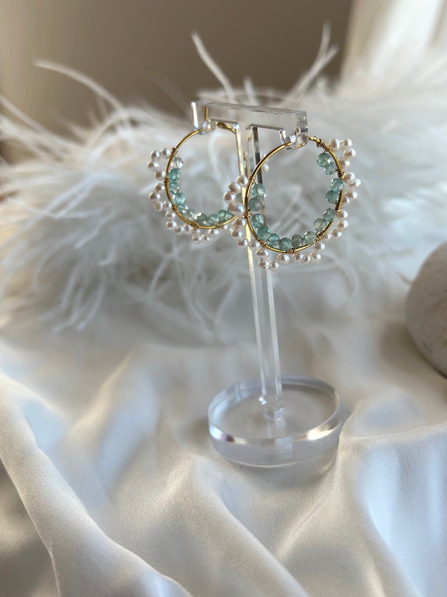 Σκουλαρίκια με μαργαριτάρια και λουλούδια