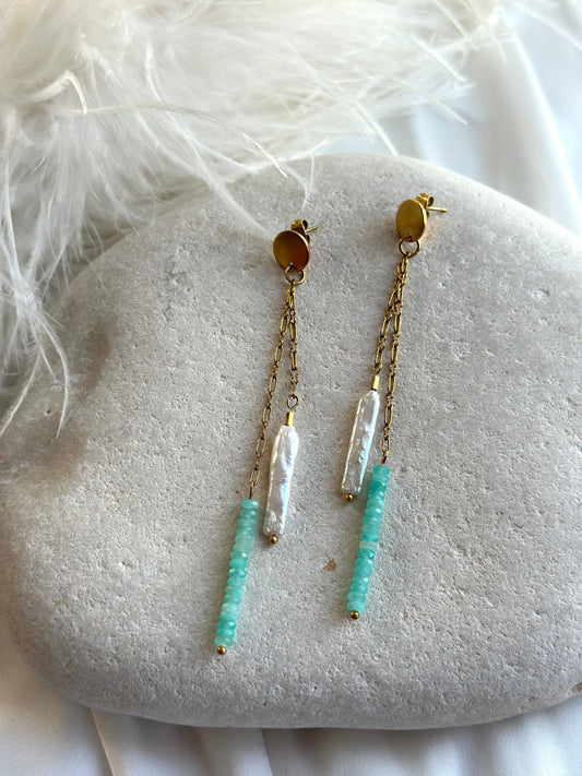 Amazonite & Pearl Earrings