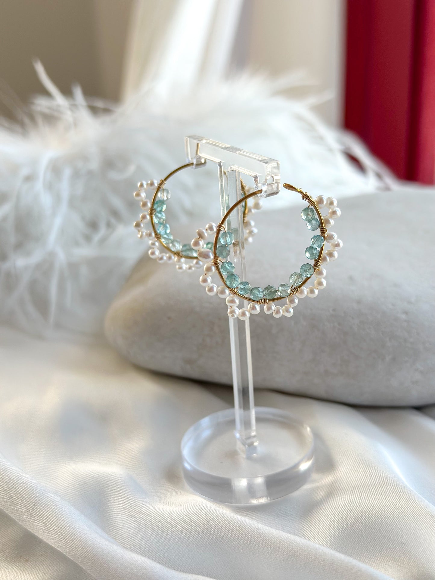 ELENI EARRINGS                      Pearl Apatite