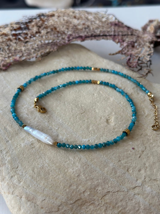 Apatite Pearl Necklace