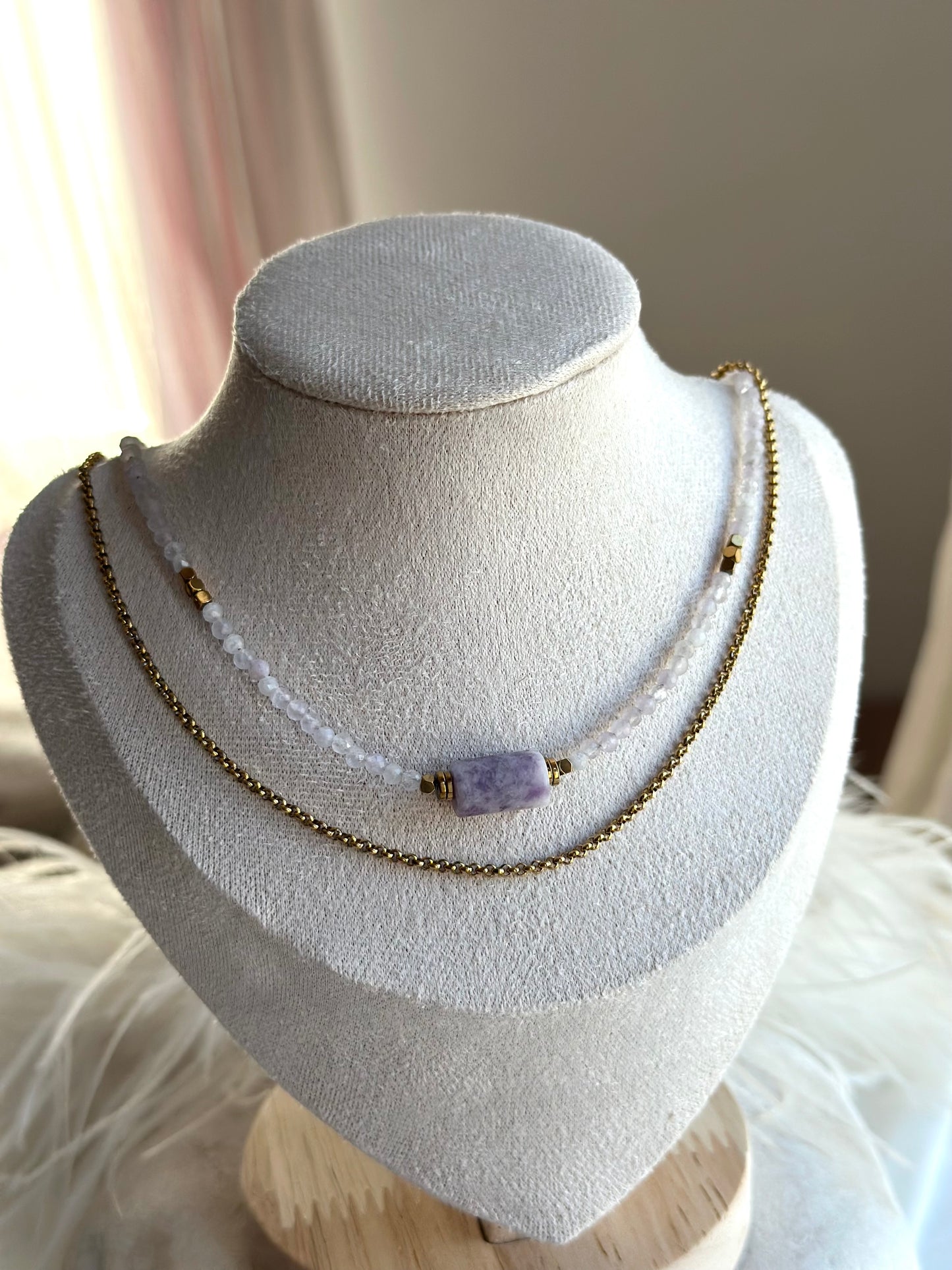 Lepidolite layering necklace