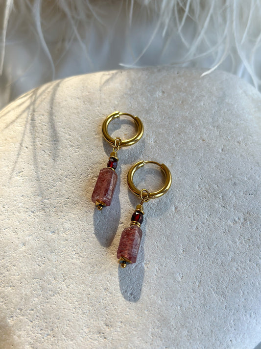 HELENA EARRINGS        Strawberry Quarz                  Garnet