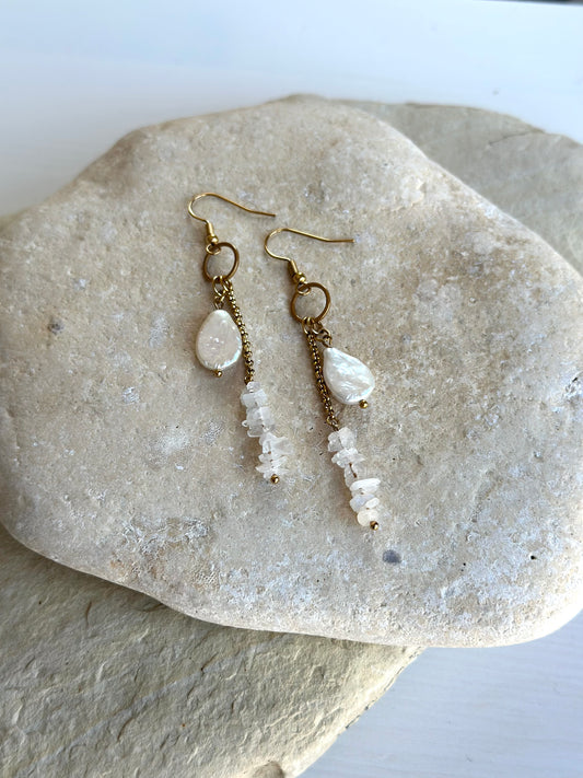 Moonstone Pearl Earrings